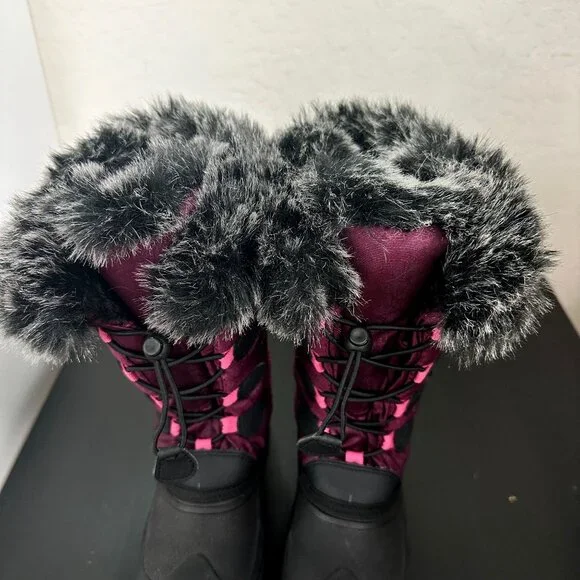 Kamik Kids Purple/Pink Snowgypsy Faux Fur Lined Winter Snow Boot Size 2 - Picture 5 of 12